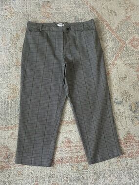 Calvin Klein Plaid Career Ankle Pants Black White Houndstooth Check-Size 12
